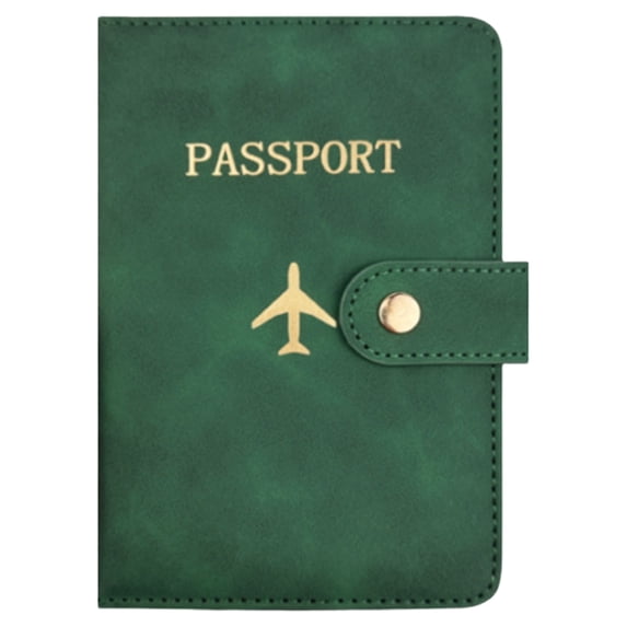 Meiix Passport Holder Travel Wallet, Synthetic Leather Document Organizer with Luggage Tag, for Wedding Id Cards (Green)