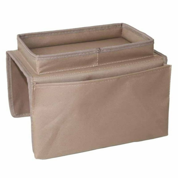 Meiix Sofa Armrest Organizer, Durable & Washable Cloth, Remote Holder Caddy with Cup Holder Tray, Recliner Chair Storage Pockets for Cellphone Tablet (Coffee, 1Pcs)