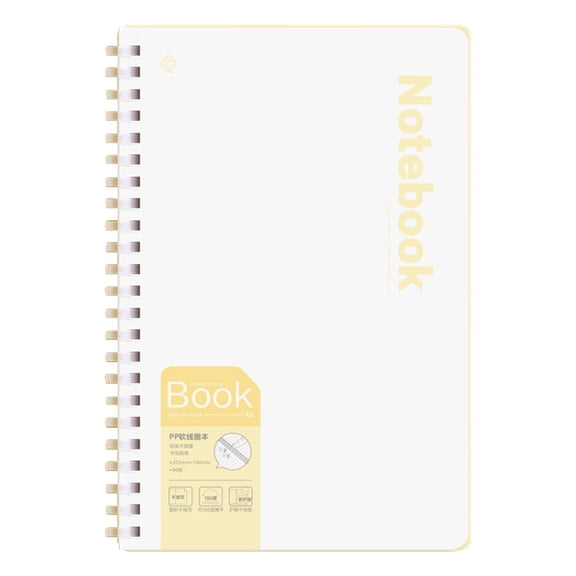 Meiix Yellow Soft Silicone Coil Notebook with Smooth Thicks Paper, Flexible Cover Journal That Lies Flat for Writing Sketching, 8X5.5In, 1Pcs