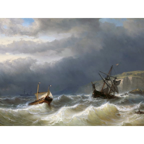 Meijer Storm Strait Dover Ships Seascape Painting Extra Large XL Wall Art Poster Print