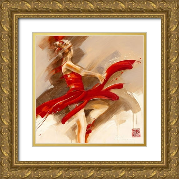 Meijering, Kitty 26x26 Gold Ornate Wood Framed with Double Matting Museum Art Print Titled - Lost in Motion