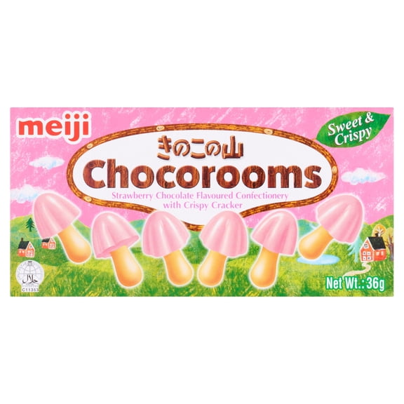 Meiji Chocorooms Strawberry Chocolate Flavoured 36G, Imported from Britain