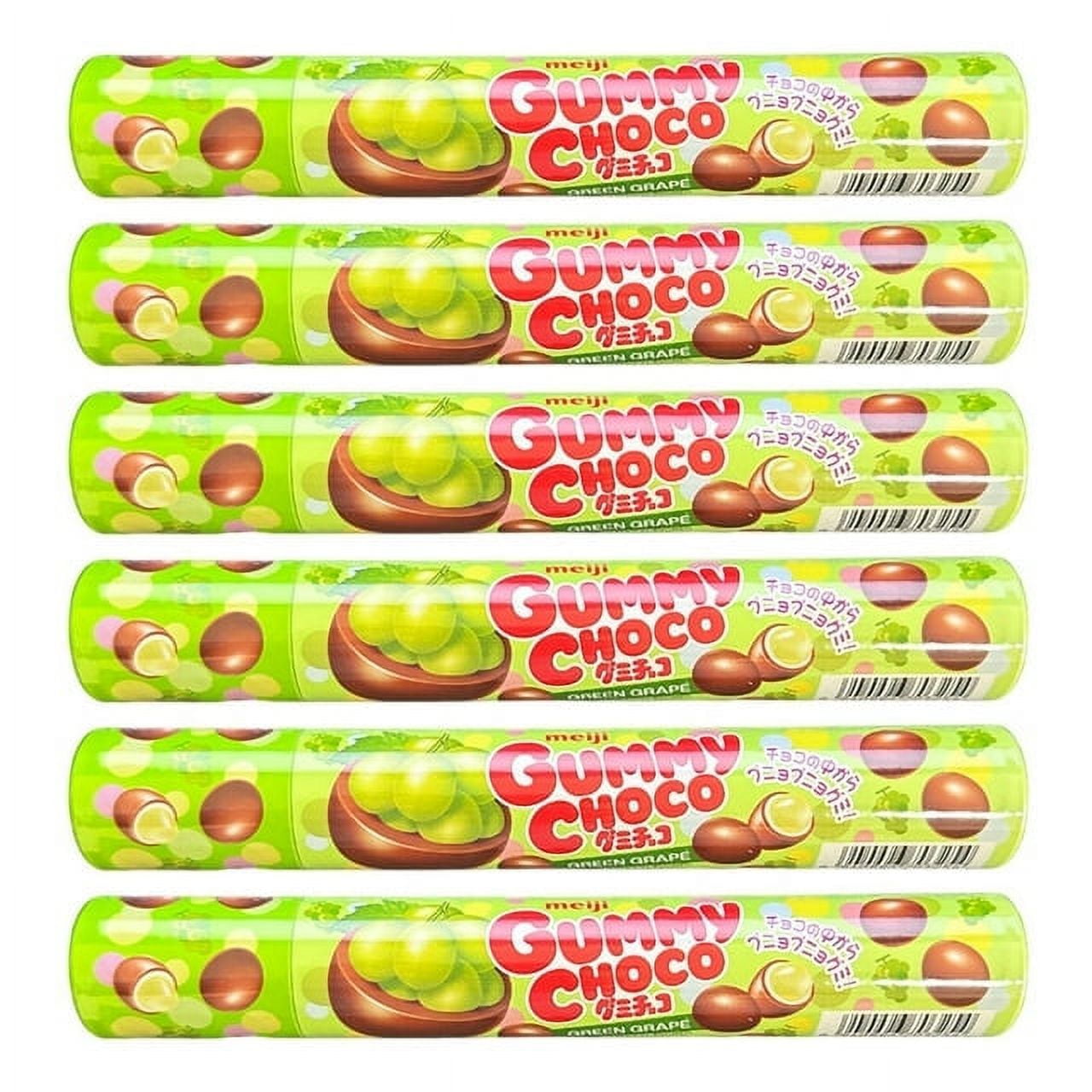 Meiji Gummy Choco, Japanese Chocolate Covered Gummi, Variety Flavors (Strawberry, Green Grape