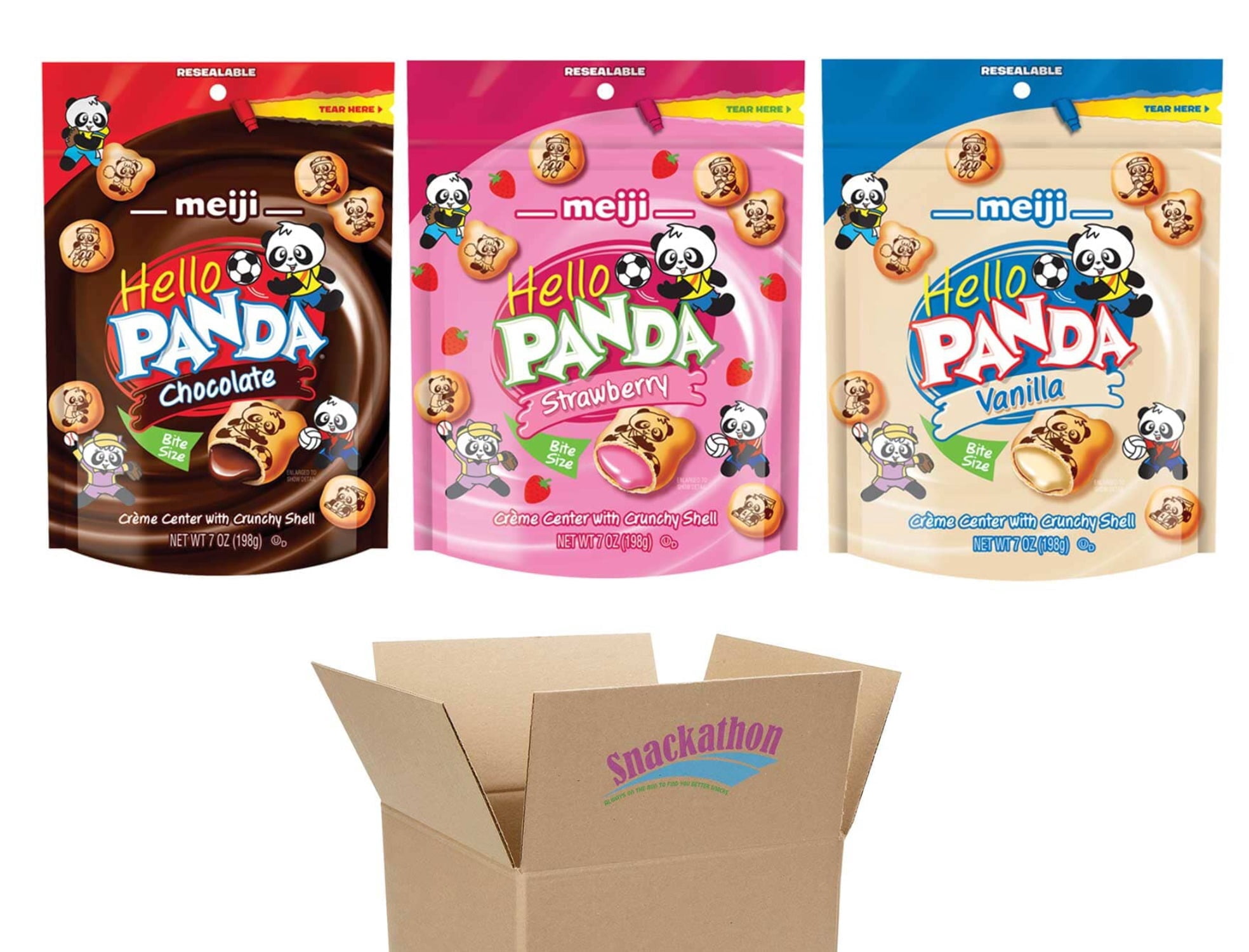 Snackathon Meiji Hello Panda Cookies, 3 Flavors Chocolate Vanilla