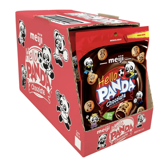 Meiji Hello Panda Cookies, Chocolate Crme Filled, Resealable Package - 7 oz, Pack of 6 - Bite Sized Cookies with Fun Panda Sports