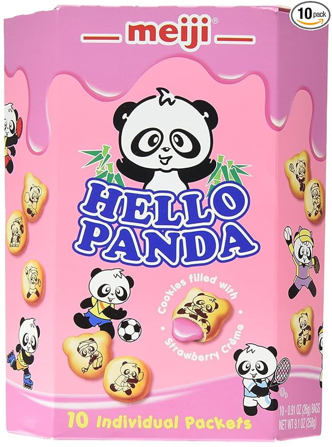 Unbranded Meiji Hello Panda Cookies Family Pack Strawberry 9.1 oz