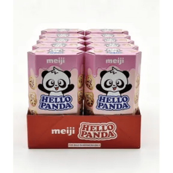 Meiji Hello Panda strawberry creme center with biscuit shell, 1.48-ounce / 42-gram paper tube (case of 10)