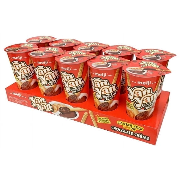 Meiji Yan Yan Chocolate Crme Cracker Stick Dip Cups, 10 Pack Box, 2 oz Each