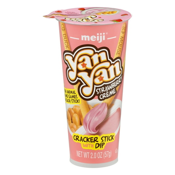 Meiji Yan Yan Strawberry creme Cracker Stick With Dip , 2 oz
