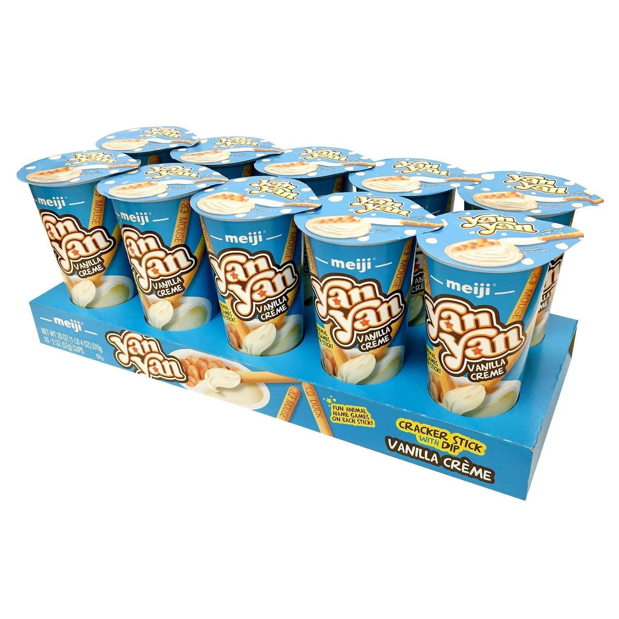 Meiji Yan Yan Vanilla Crème Dip Snack Sticks, 10 Pack Box, 2 oz Each