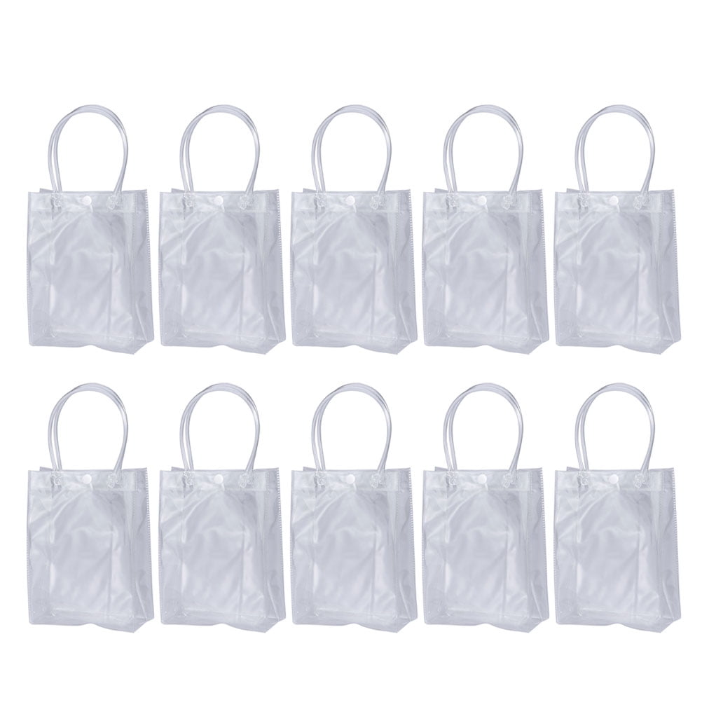 Meijiashe 10 Clear PVC Gift Bags with Handles for Retail and Small