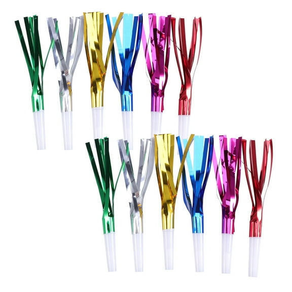 Meijiashe 12pcs Glitter Metallic Party Blowers for Kids Birthday & New Year Party