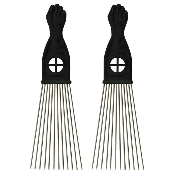 Meijiashe 2 Metal Afro Hair Picks for Men and Women