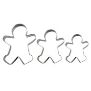 Gingerbread Man Cookie Cutters Set Of 3 – Stainless Steel With Red PVC Edges, Large, Medium & Small Sizes For Baking