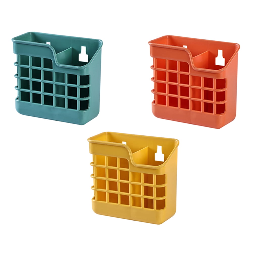 Wall Mount Utensil Holder With Hooks - Grey Kitchen Organizer For Cutlery & Towels