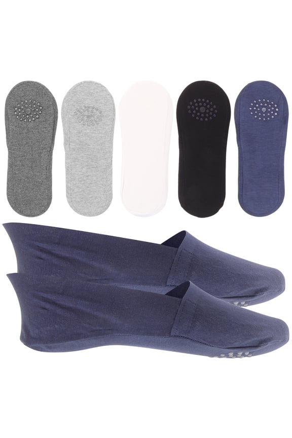 Meijiashe Invisible Socks 5 Pairs Low-cut Liners Socks Non Cotton Boat Hidden Invisible Socks for Men (Black + White + Dark Blue + Light Gray + Dark Gray)