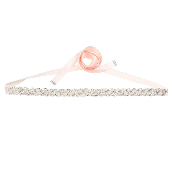 Meijiashe Pink Bridal Rhinestone Crystal Wedding Dress Belt Elegant Rhinestone Decor Wedding Dress Belt Ribbon for Bride Woman Lady