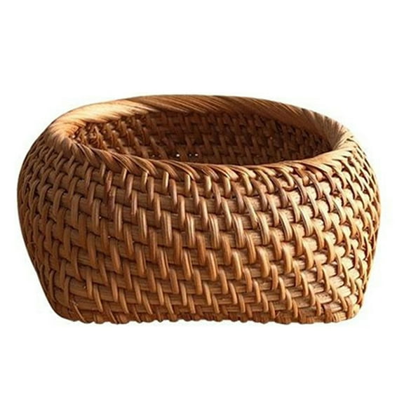 Meijiashe Rattan Fruit Basket Storage Tray for Dining Room or Coffee Table