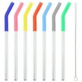 thumbnail image 1 of Meijiashe Reusable Stainless Steel Straws Set with Silicone Tips and Sleeve, 1 of 11