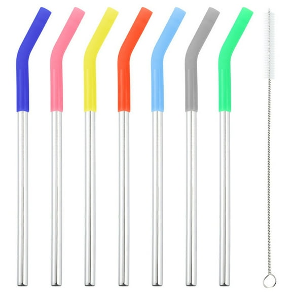 Meijiashe Reusable Stainless Steel Straws Set with Silicone Tips and Sleeve