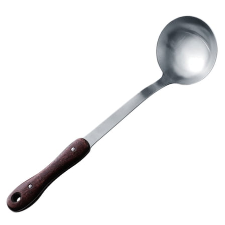 Meijiashe Stainless Steel Soup Ladle with Long Wooden Handle for Kitchen or Restaurant