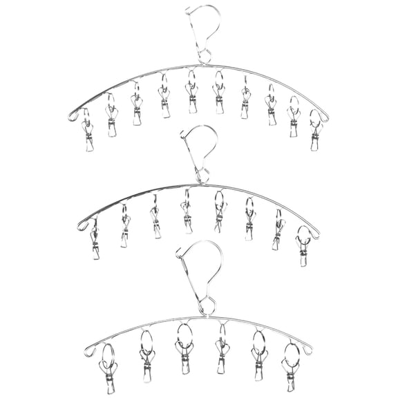 Meijiashe Stainless Steel Towel Hooks with Clips - 3pcs Laundry Drying Rack