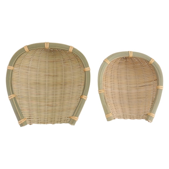 Meijiashe Woven Basket 2pcs Handmade Bamboo Basket Creative Bamboo Woven Storage Baske for Home