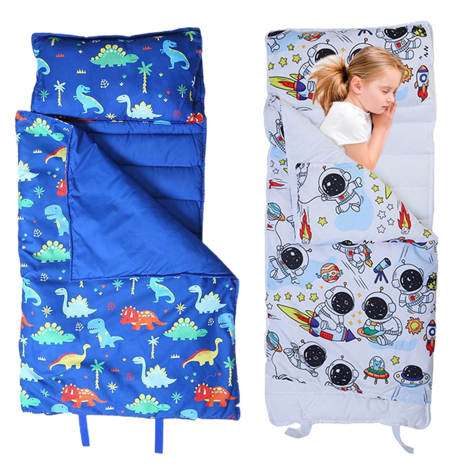 Meijuhuga Toddler Nap Mat Soft Washable Rollup Design Cartoon Print Kid Sleeping Mat with