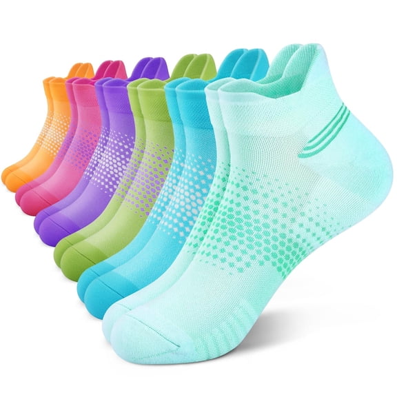 Meikd Ankle Compression Socks for Women 6 Pairs, Running Socks with Heel Tab, Cushioned Low Cut Athletic Socks