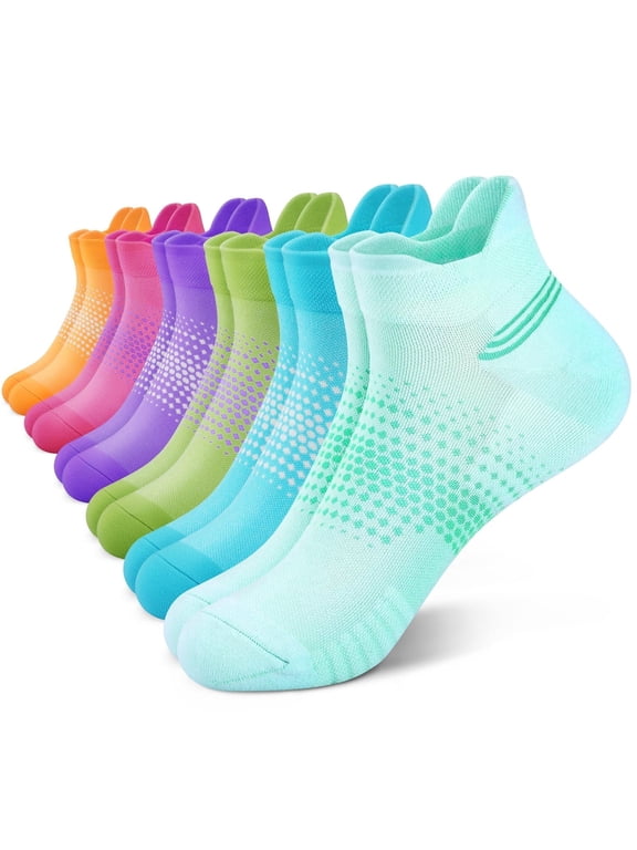 Ankle Compression Socks for Women 6 Pairs, Running Socks with Heel Tab, Cushioned Low Cut Athletic Socks