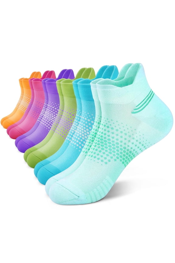 Ankle Compression Socks for Women 6 Pairs, Running Socks with Heel Tab, Cushioned Low Cut Athletic Socks