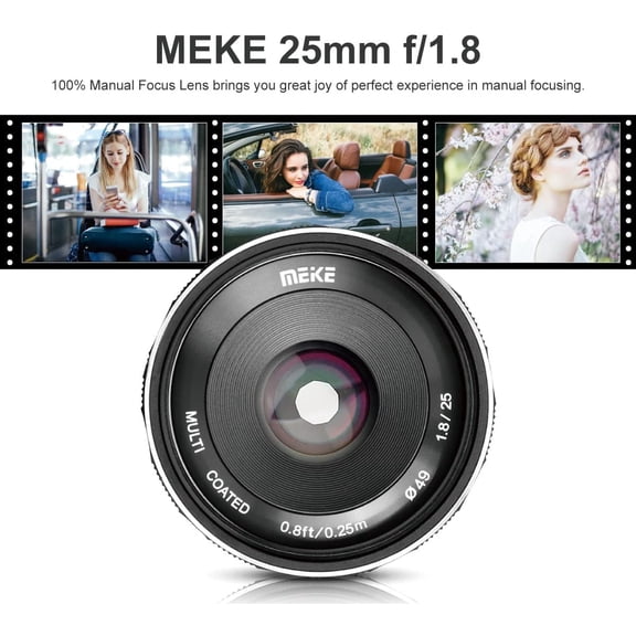 Meike 25mm f/1.8 Large Aperture Wide Angle Lens Manual Focus Lens Compatible with Fujifilm X-Mount Mirrorless Cameras