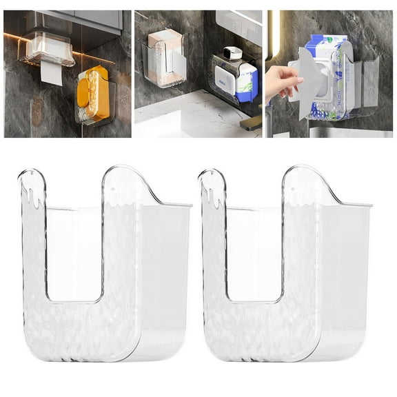 Meileang 2 Pcs Bathroom Wet Wipes Box Wall-mounted Transparent Waterproof Large Capacity Anti-slip Kitchen Tissue Organizer Toilet Paper Holder