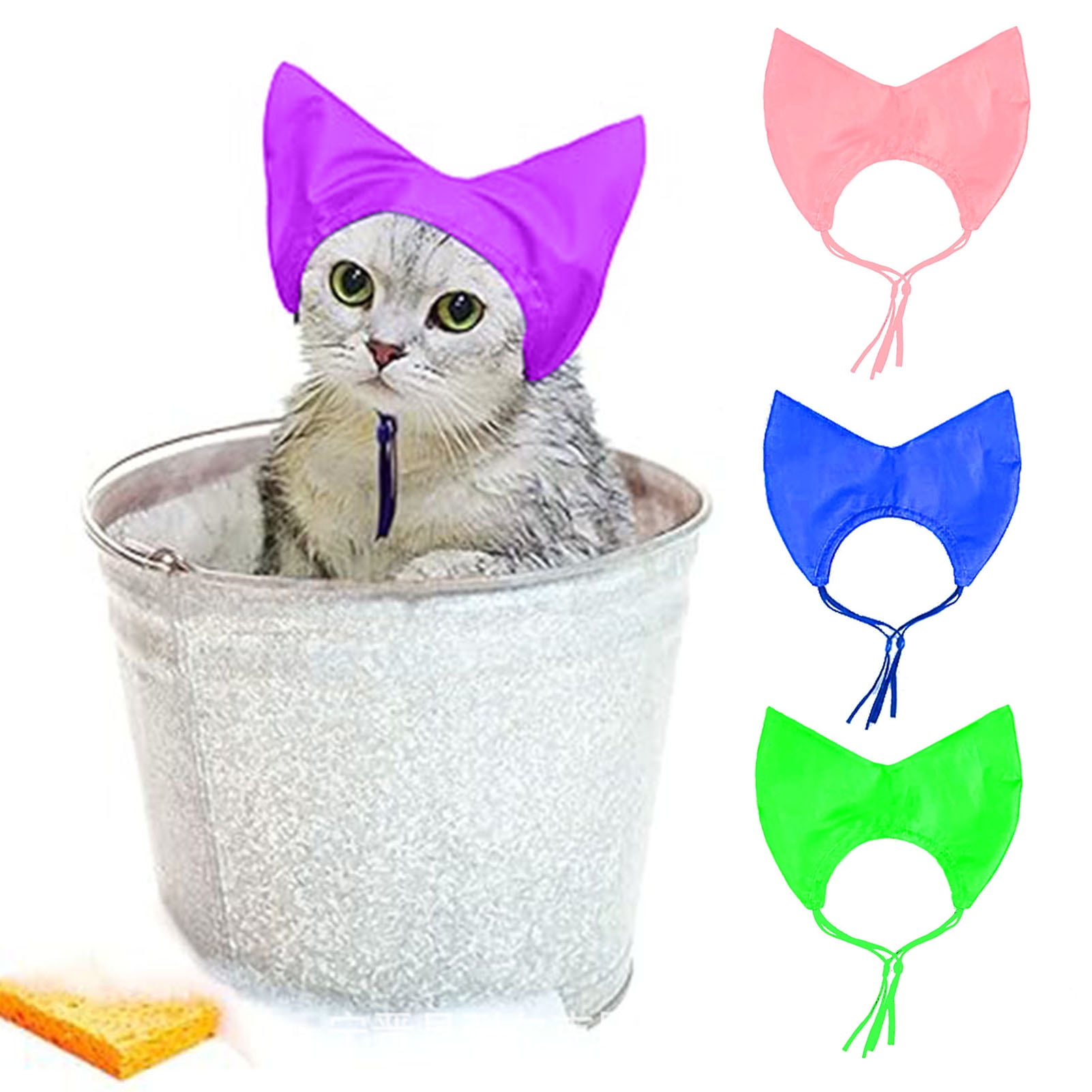 Meileang Cat Shower Cap Adjustable Waterproof Bathing Hat with Ear