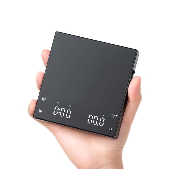 Mini Espresso Coffee Scale with Timer - 0.1g Precise, USB Rechargeable, 6 Weight Units, 2kg Digital Scale for Espresso, Pour Over, Drip, Kitchen (2kg Black 1 Pack)