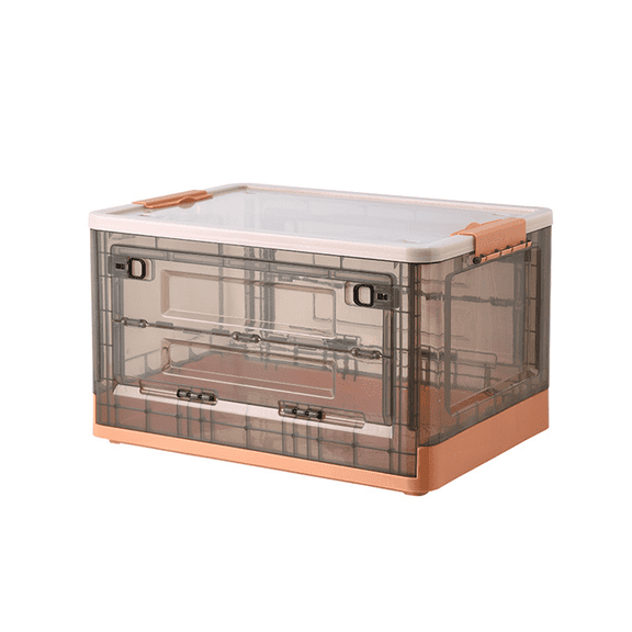 Meilimei 40-Quart Plastic Storage Bins with Lids, Foldable Design, for Organizing Clothes, Snacks, and Camping (Orange)