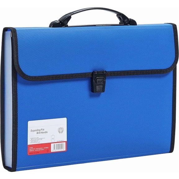 Meilimei Accordion File Folder Organizer, 13 Pocket Expanding File with Handle, Legal Size Document Briefcase Case for A4/Letter Paper, Durable Buckle Closure for Home, Office (Blue)