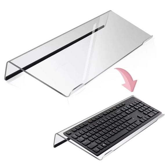 Meilimei Acrylic Keyboard Stand, Tilted Ergonomic Keyboard Riser with Non-Slip Silicone, Clear Keyboard Tray Holder for Office and Home Desk