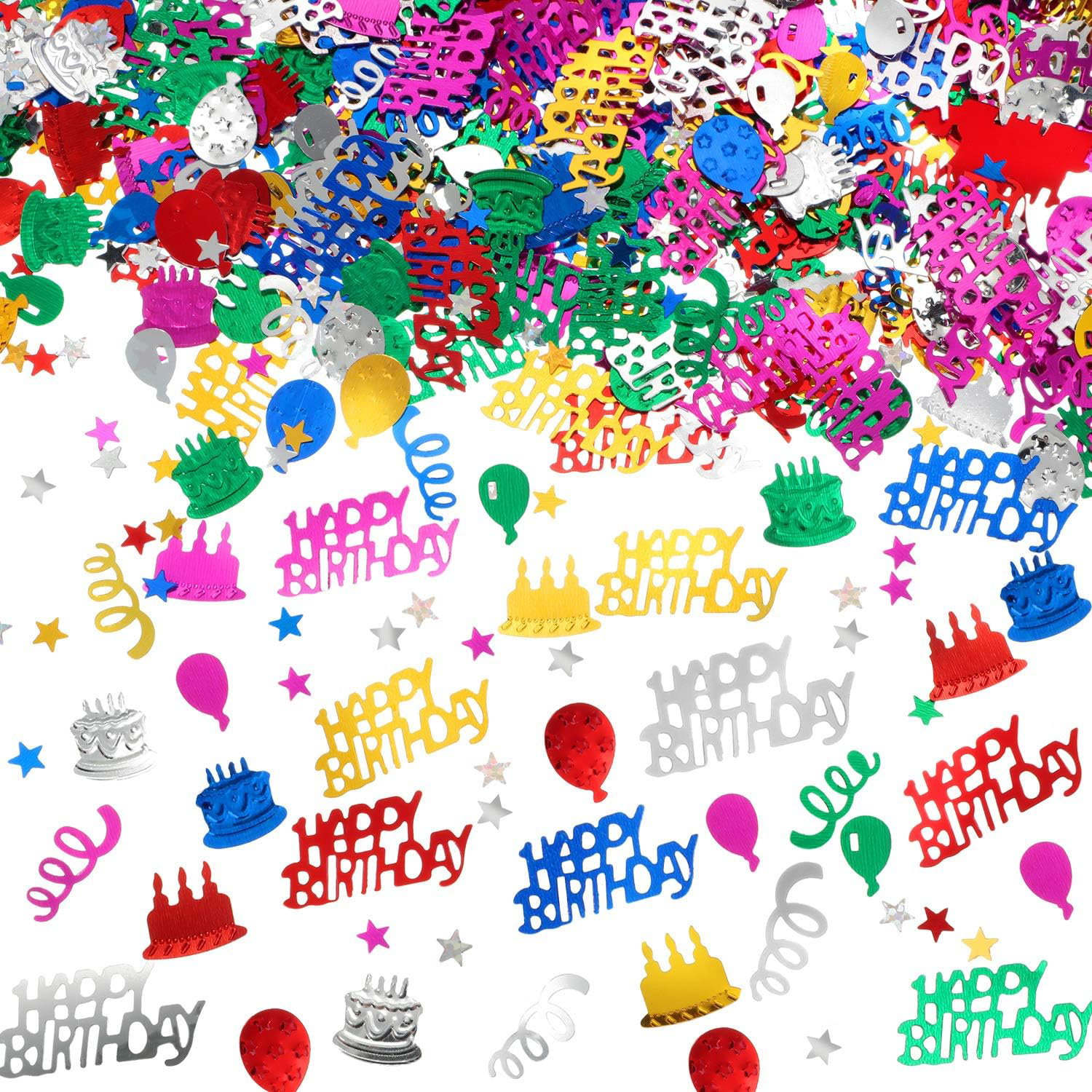 Meilimei Happy Birthday Confetti, 2.1 oz Metallic Foil Table Scatter ...