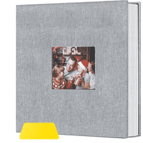 Meilimei Photo Album Self Adhesive Scrapbook Album for 3x5 4x6 5x7 8x10 Pictures,40 Pages Linen Cover with Display Window，Ideal Gifts for Family Travel Wedding Baby（Gray）