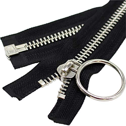 Meillia 10 22" Shiny Nickel Metal Zippers Separating Jacket Zippers