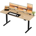 thumbnail image 1 of Meilocar Electric Standing Desk, Height Adjustable Desk 63 x 24 Inch Sit Stand Up Desks with Splice Board, Computer Desks with Memory Preset, Metal Bracket, Black Frame and Walnut Top, 1 of 16