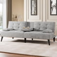 thumbnail image 1 of Meilocar Futon Sofa Bed, Modern Sofa Couch, Adjustable Recliner Sofa Bed for Living Room, Office, Guest Room Removable Armrest, 2 Cup Holders, Adjustable Backrest, Light Grey, 1 of 6
