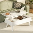 thumbnail image 1 of Meilocar Wood Lift Top Coffee Table With Hidden Compartment for Living Room Reception Room, 39.4in L, White, 1 of 14