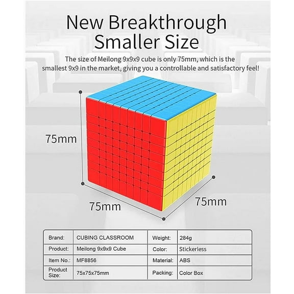 Meilong 9x9 Speed Cube Stickerless Puzzle Cubes 9x9x9 MF9