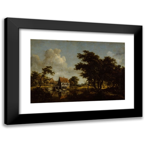 Meindert Hobbema 14x11 Black Modern Framed Museum Art Print Titled - Les Moulins (1664 - 1668)