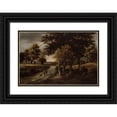 thumbnail image 1 of Meindert Hobbema 18x13 Black Ornate Wood Framed Double Matted Museum Art Print Titled - Wooded Landscape with Figures on a Path (Mid-17th to Early 18th&nbsp;Century), 1 of 5