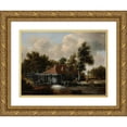thumbnail image 1 of Meindert Hobbema 18x14 Gold Ornate Wood Frame and Double Matted Museum Art Print Titled - A Watermill (C. 1664), 1 of 4
