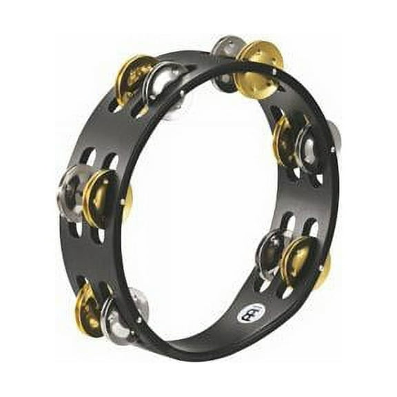 MEINL Compact Wood Tambourine Two Rows Dual Alloy Jingles Black