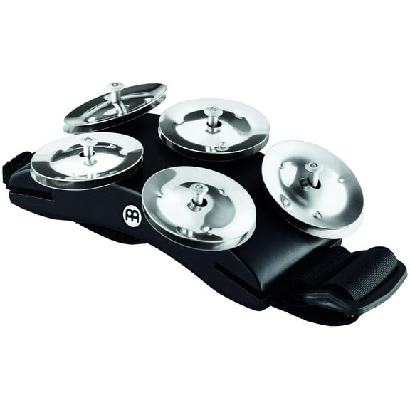 Meinl Percussion Cajon Foot Tambourine with Steel Jingles, Black